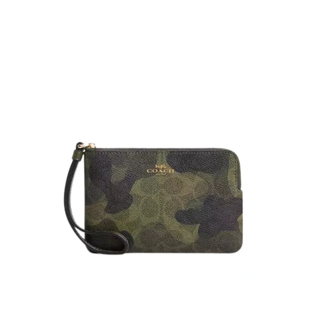 Coach Green‎ and Black Patterned Wristlet